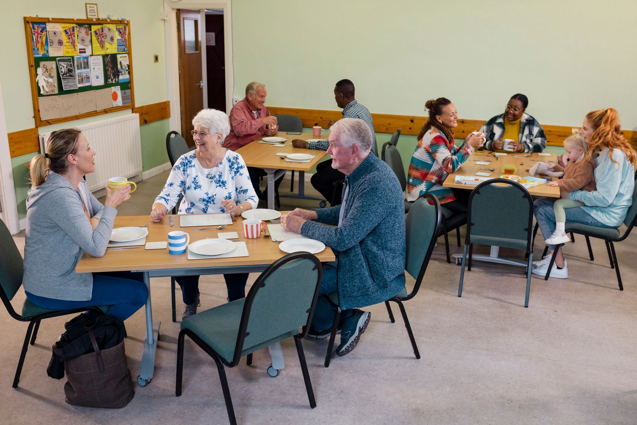 Residents gathered in a community support setting
