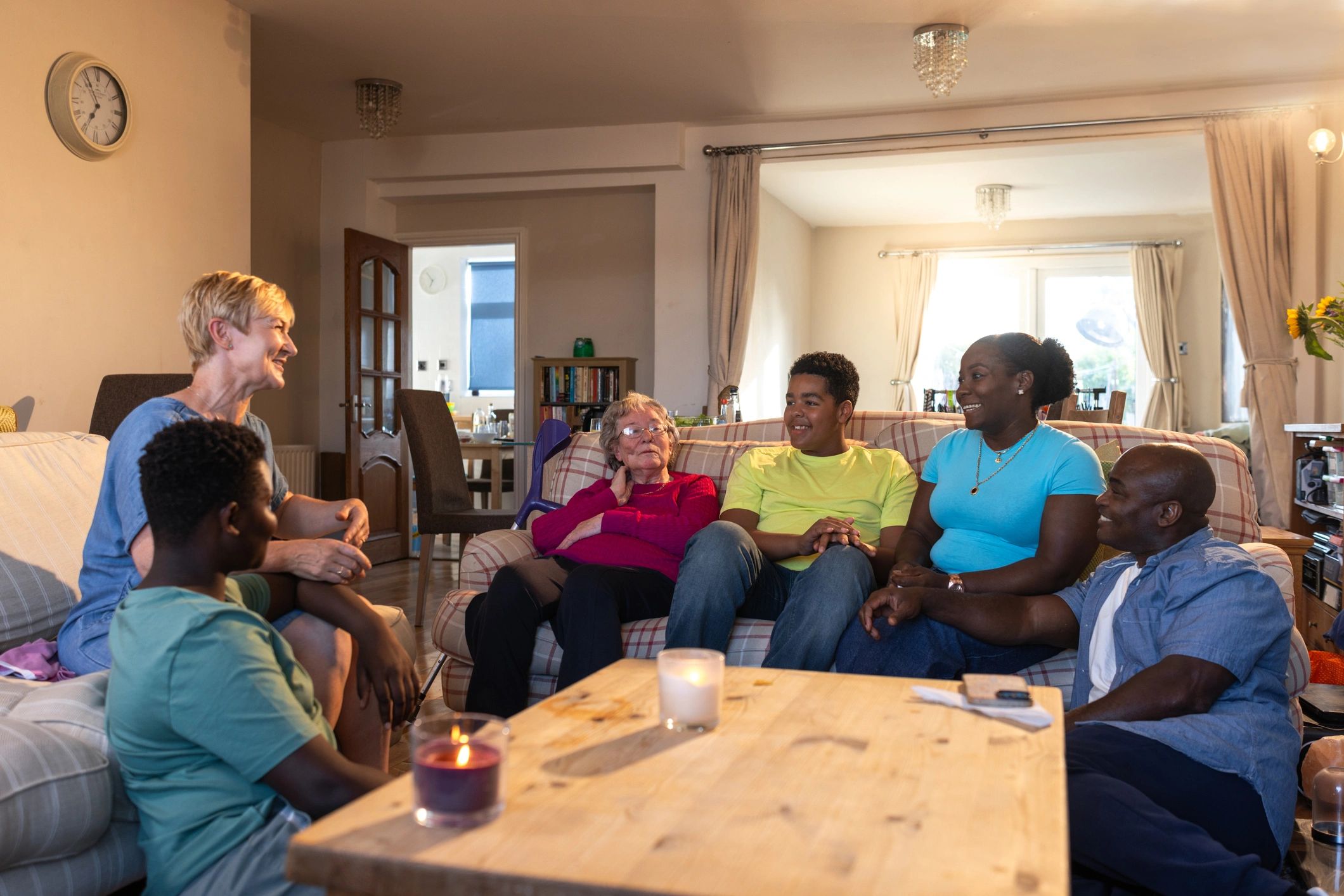 Residents reviewing community information together